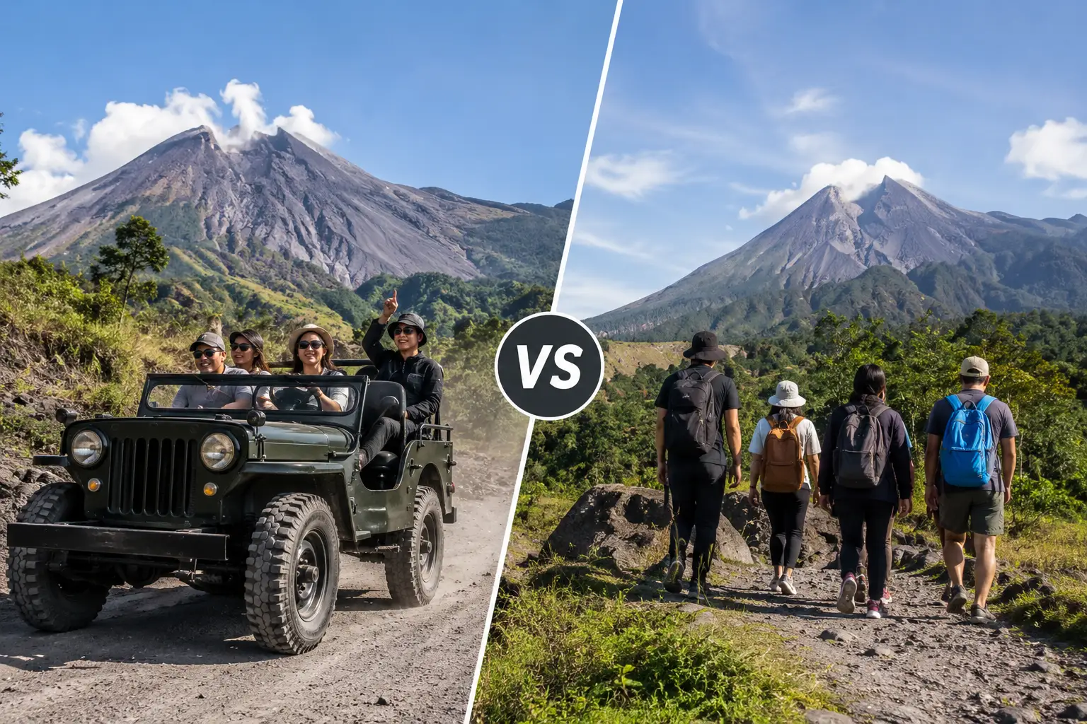Merapi Jeep Tour vs Walking Tour